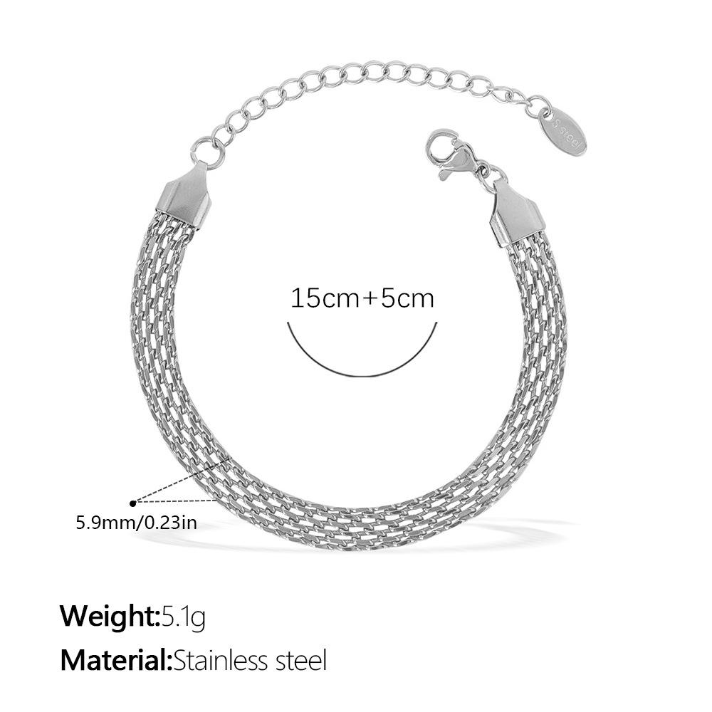 European & American Woven Mesh Stainless Steel Necklace & Bracelet Set – Simple Hollow-out Design