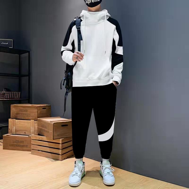 Autumn Casual Hooded Sweatshirt Sports Leg Tied Pants Set