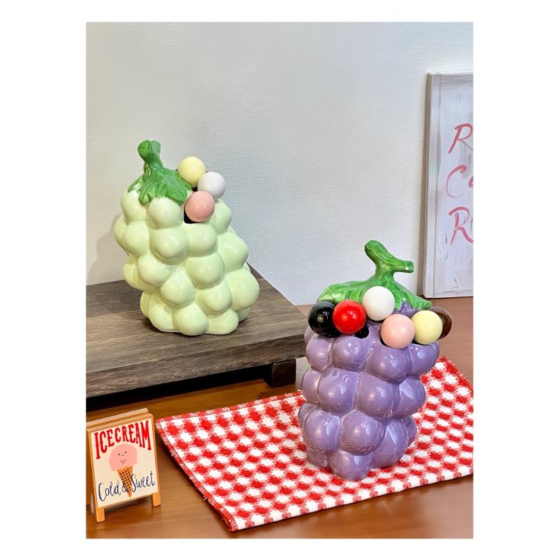 Ceramic Grape Fruit Fork Set Household Stainless Steel Dessert Fork Storage Jar Fruit Insertion Child Safety Forks Toothpick