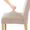 Cool Beige Velour Elastic Chair Cover [21We]