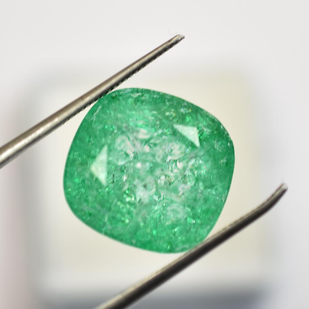 Natural Green Zambian Emerald 19ct Square Cushion Certified Loose Gemstone