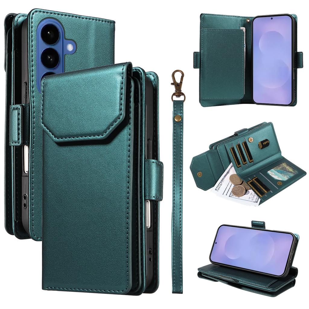 Luxury Magnetic Card Solt Wallet Flip Leather Phone Case For Samsung S26 Ultra S25 Plus S24 A16 A37 A57 A07 A17 Book Strap Cover