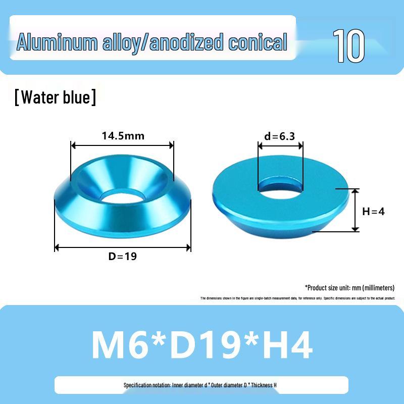 Colored Aluminum Alloy Countersunk Fish Eye Washers - M6/M8/M10