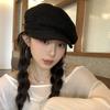Black Beret New Style Women's Large Head Circumference Versatile Trendy Face Small Newsboy Hat Painter Hat