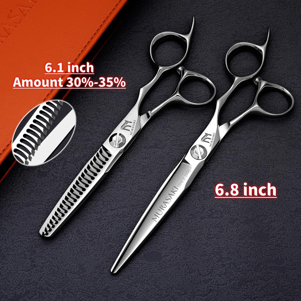 MURASAKI Set di forbici da barbiere CNC di alta gamma, Acciaio Giapponese VG10, Accessori per parrucchieri, Forbici per tagliare i capelli da 5,7-6,3-6,8 pollici