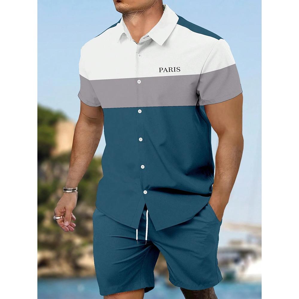 2026 Summer New Men's Short-sleeved Shirt And Beach Shorts Set Running Men's Shorts Everyday Urban Fashion Men's Casual Shirt
