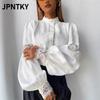 JPNTKY Women's Fashion Casual Solid Color Print O-Neck Long Sleeve Blouses & Shirts