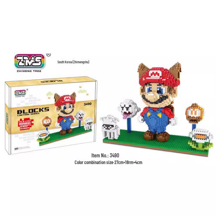 Scene Raccoon Mario Building Blocks Ornament - Educational DIY Interlocking Toy Gift.