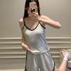 Women's Cartoon Camisole Tank Top Pajamas Set with Chest Pads - Summer Home Wear for Girls with Shorts