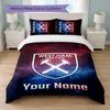 West Ham United FC Individuelles Namens-Text-Bettwäscheset 1 Bettbezug+2 Kissenbezüge Fußball-Logo Personalisierte Geschenkidee für besondere Anlässe Schlafzimmerdekoration