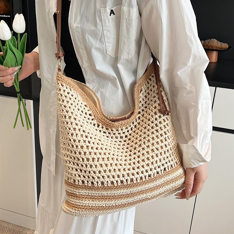 Borsa Tote Traforata Una Borsa da Donna Casual di Grande Capacità Stile Vacanza Monospalla