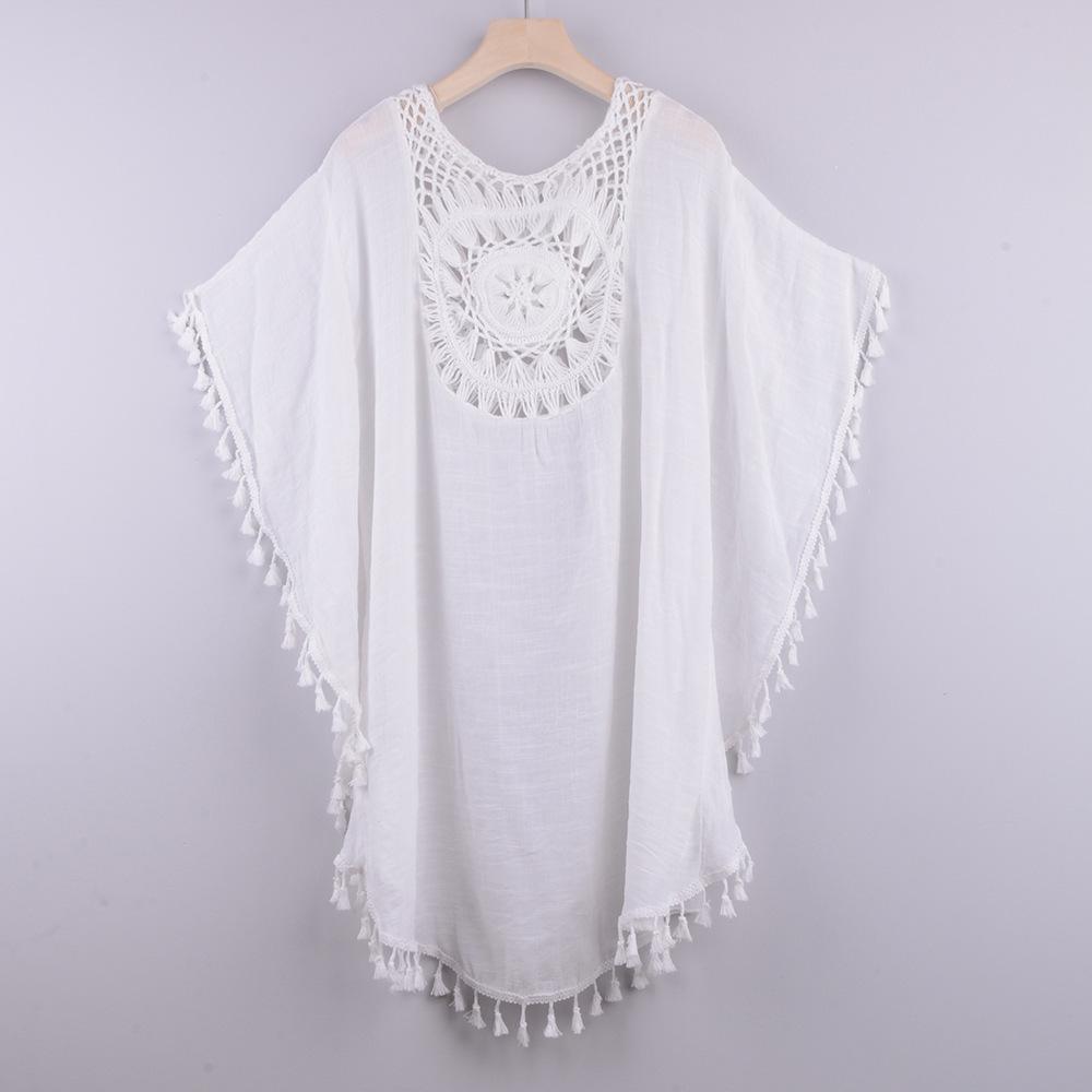 New Sexy Off Shoulder Hollowed Out Loose Fringe Bikini Style Beach Women's Dress