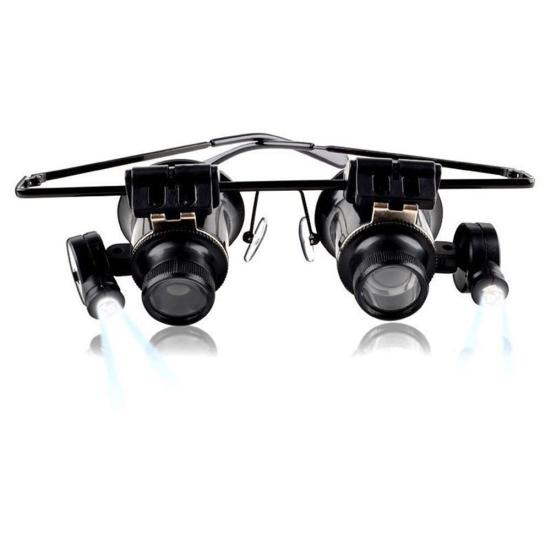 20x Förstoringsglas Glasögon Lupp Lens Juvelerare Klocka Reparationsverktyg med LED-ljus