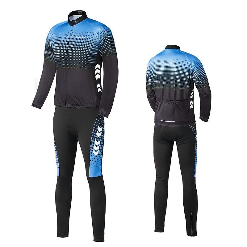 Fleece Cycling Jacket Pants Set Warm Breathable Reflective Outdoor Bike Wear Ride