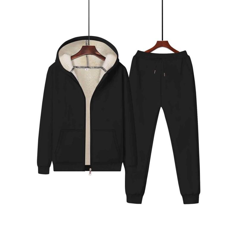 Womens Winter Warm Set Zip-Up Fleece Top Pants 2-Piece Casual Outfit