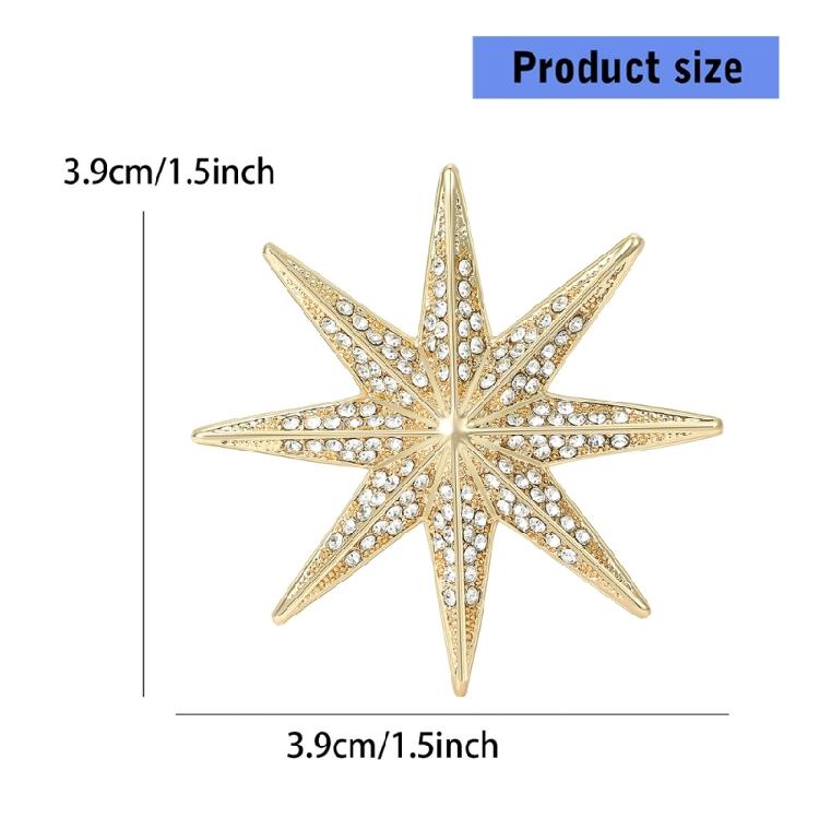 Spilla Decorativa Stella a 8 Punte Accessorio Distintivo in Lega Per Brillare in Insieme Durante gli Spostamenti Feste