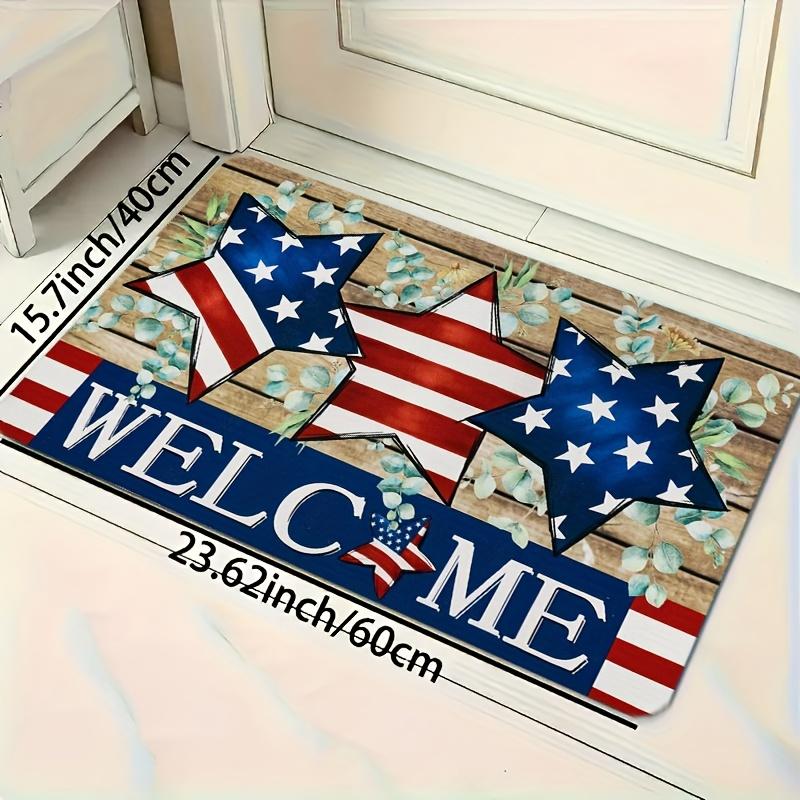 

Patriotic Wooden Texture Rectangular Doormat, Non-Slip Welcome Floor Mat, Indoor Outdoor Carpet for Entrance & Bedroom 40x60cm