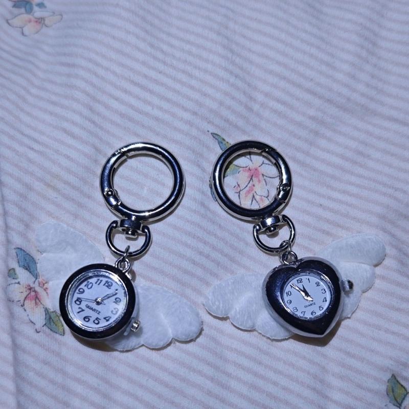Elegant Alloy Clock Angel Wing Pendant For Phone Case And Keychain Stylish Accessory Handbag Decoration
