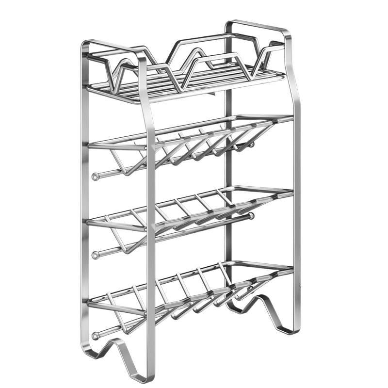 Πολυεπίπεδο Ράφι Αποθήκευσης Κουζίνας και Ράφι Μπαχαρικών από Ανοξείδωτο Ατσάλι