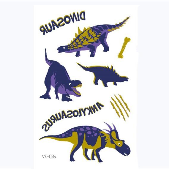 Dinosaur Tattoo Stickers Cartoon Bronzing Fake Temporary Tattoo Stickers for Kids Boy Girl Face Arm Body Art Stickers Toys