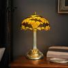 Warm Glow Nightstand Lamp Stained Glass Black Bat Table Lamp, Vintage Resin Retro Night Light for Bedroom Halloween Gothic Bedside Dormitory,