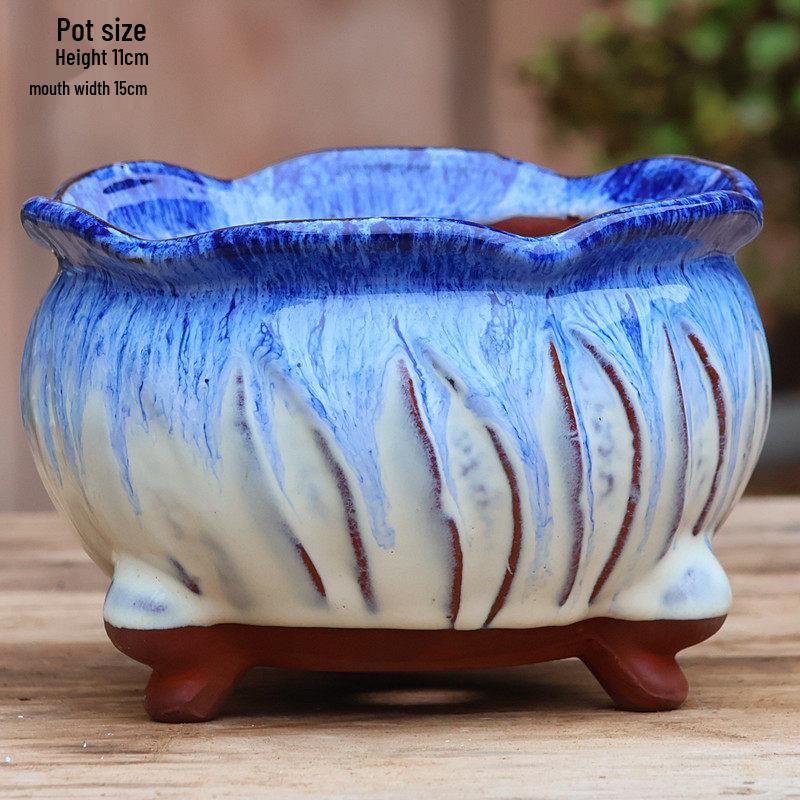Handmade Retro Zisha Ceramic Pot for Succulents, Orchid, and Asparagus - Breathable Small Flower Pot