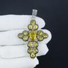 Beautiful Citrine Gemstone Silver Cross Pendant In 925 Sterling Silver - Handmade Pear Design, Everyday Wear Jewelry Gift For Love