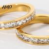 Engagement Ring Smooth Surface Noble Couple Square Wedding Cubic Zirconia Jewelry Accessory
