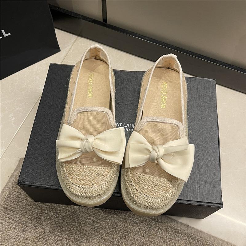 Mesh Single Shoes Women's New Spring and Summer Thick-soled Breathable Loafers One-pedal Fisherman Bean New