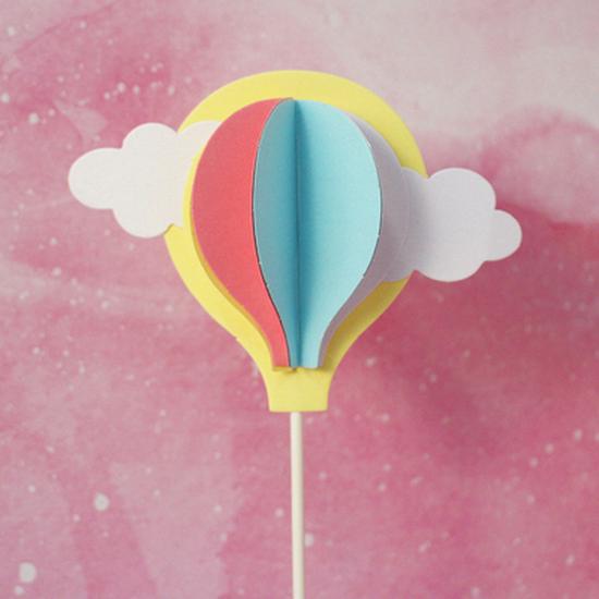 10-Pack 3D Hot Air Balloon & Rainbow Cake Toppers