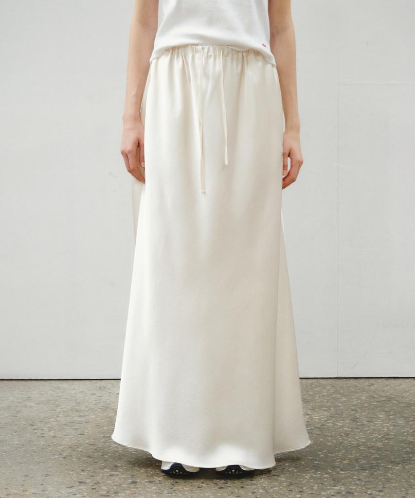 CITTA Relaxed Satin Maxi Skirt_Cts624(White)