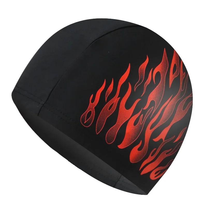 Men'S Swimming Caps Large Size High Elastic Breathable Nylon Swim Cap Fashion Printing Ear Protection Men Male Swimming Cap Hat