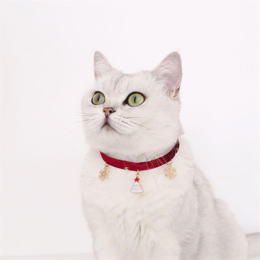 Colier reglabil pentru pisică și cățeluș, cu os de pește/fulg de zăpadă/stea, catifea, bronzant, stele și chic, accesorii pentru animale de companie, guler de lux pentru câini