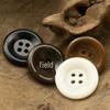 Off-White Wide-Brimmed Sweater Suit with Black Coat and Resin Buttons - High-End Autumn/Winter Windbreaker with Coffee-Colored Buttons