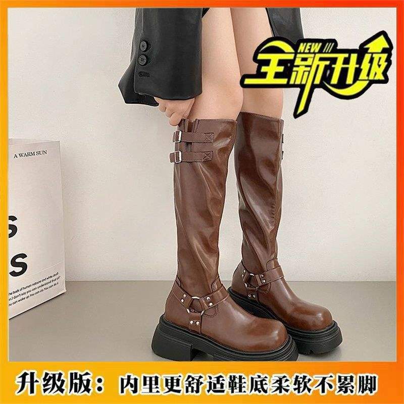 

Thick heel thick sole women s boots 2025 autumn and winter new models but knee show legs long knight boots Internet celebrity wear thin boots tide 40