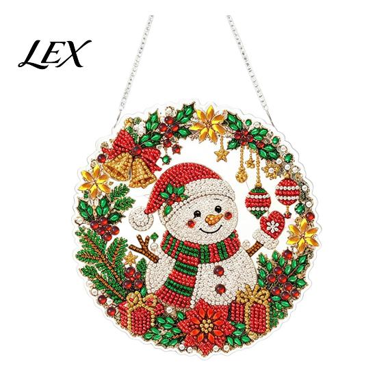 Festive Tree Ornament Crafting Christmas Rhinestone Painting Suncatcher Kit, DIY Faux Pearl Art Xmas Crafts for Adults Beginner, Acrylic Decorative