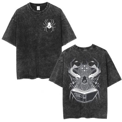 Anime Hunter X Hunter Washed T-Shirt Vintage Spinne Phantomtruppe Hisoka Chrollo Kurzarm Tops Herren Damen Sommer T-Shirts