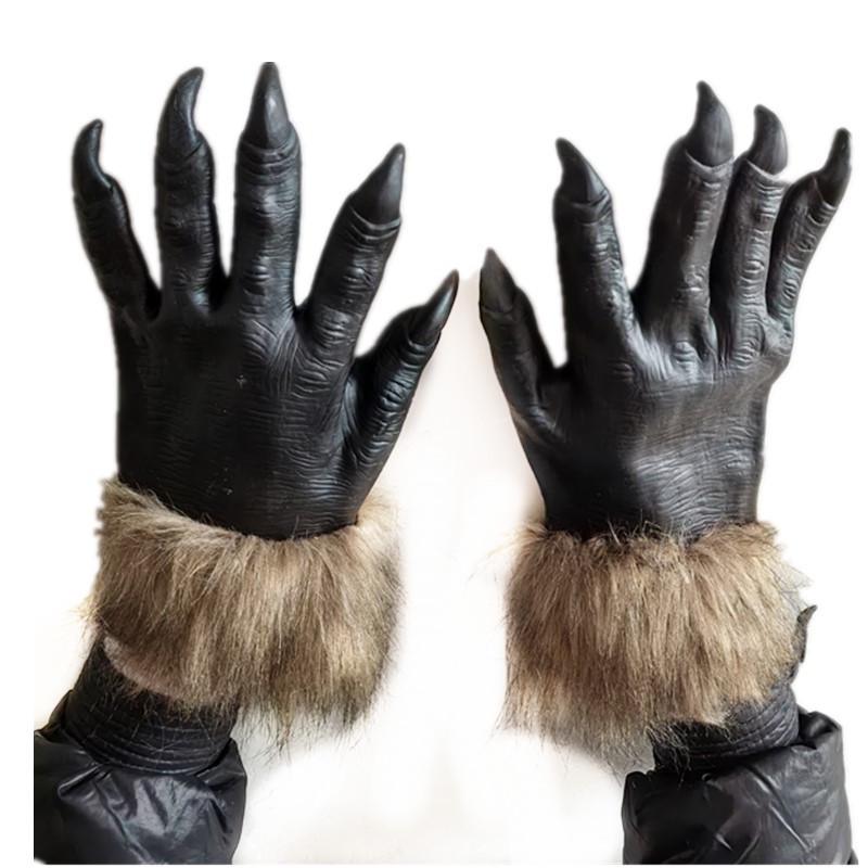 Halloween-Werwolf-Handschuhe – Maskenball-Requisiten, Plüsch-Wolfspfoten