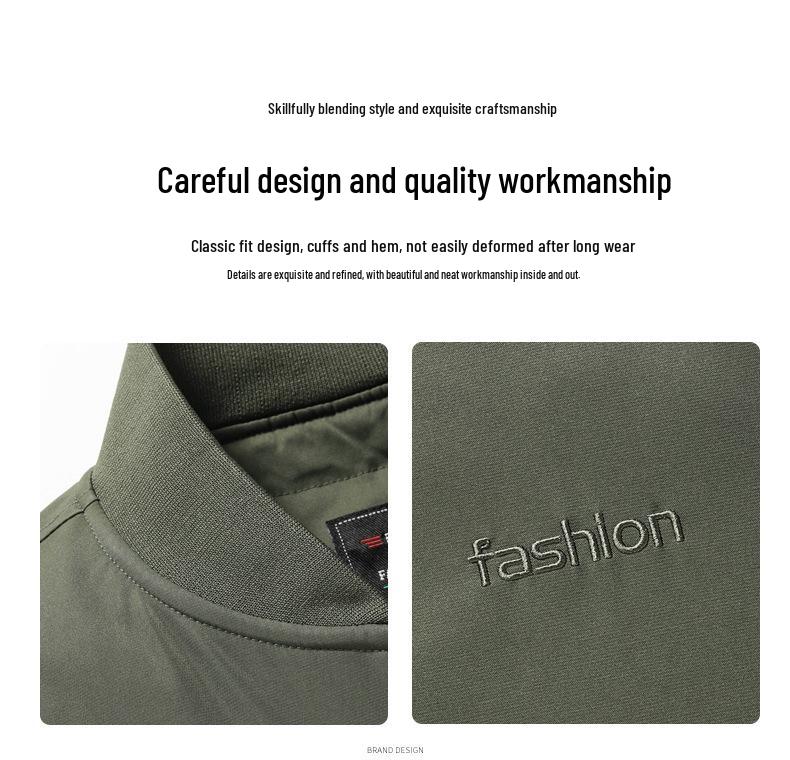 Men's Thickened Cotton Pilot Jacket - Autumn/Winter Stand Collar Loose Baseball Outerwear