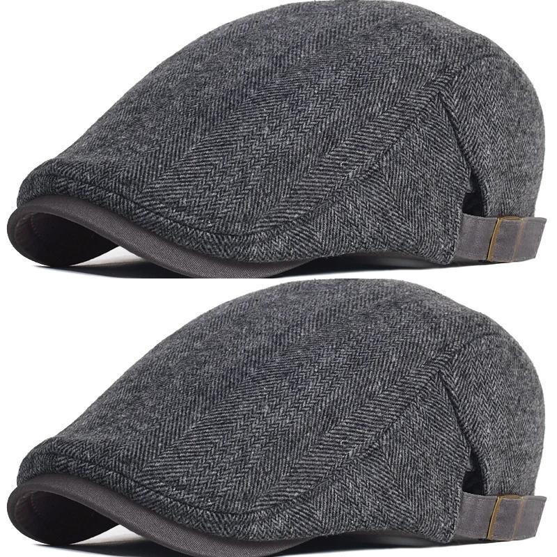 Winter Warm Retro BritishStyle Octagonal Hat Newsboy Cap,Men Solid Color Snowflake Wheat Texture Plaid Driving Cap for Gathering