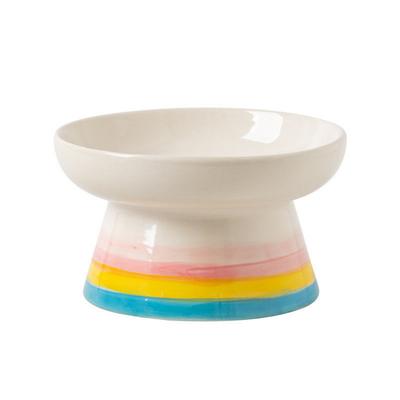 Ceramic Cat Bowl Flat/Slanted Mouth Handmade Cat Elevated Bowl Cervical Spine Protection Anti Tipping Pet Drinking Feeder