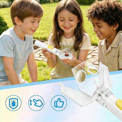 Handheld Insect Viewer Catcher Clear Window Non-contact Quick Release Outdoor Exploration Spider Bee Butterfly Catching Tool with Magnifier Glass