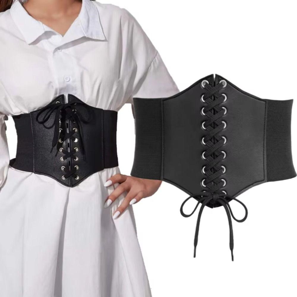 PU Leather Wide Belt Punk Waist Cincher New Skirt Belt