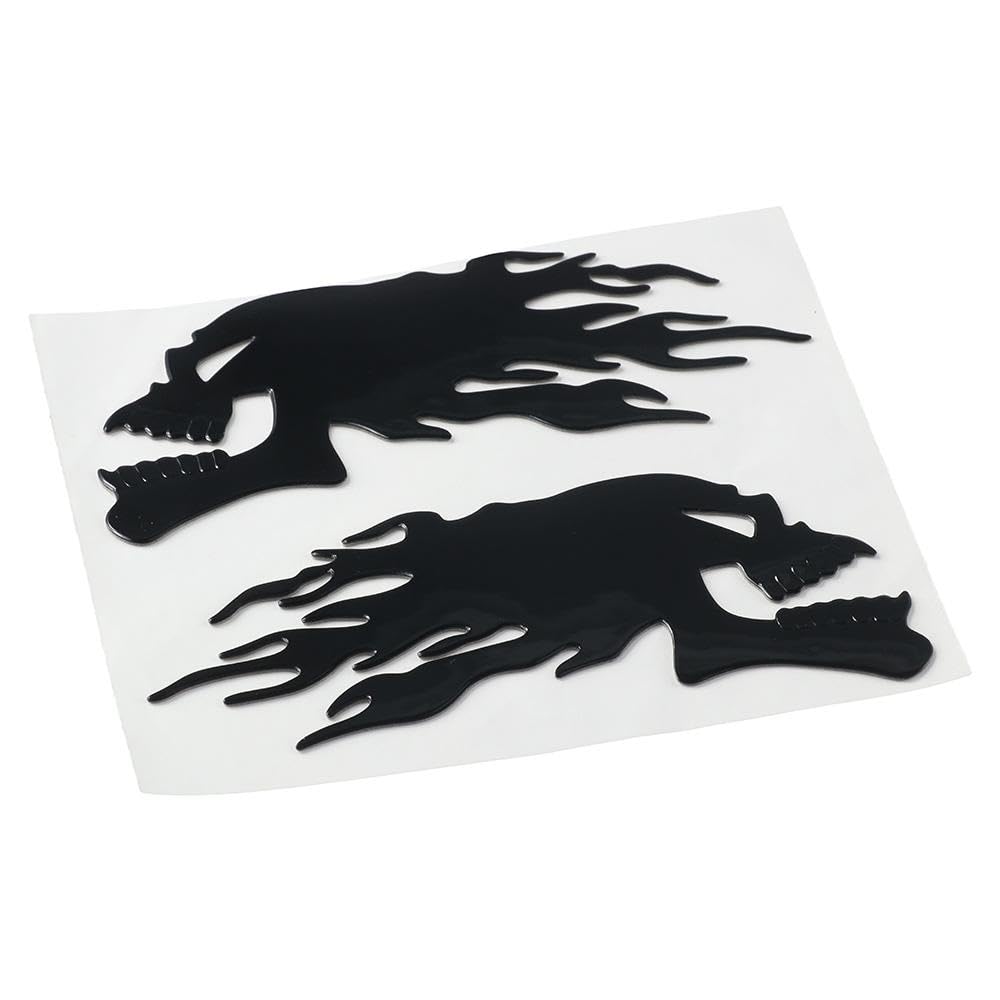 Qicarkey 4 Pcs 3D Skull Head Glossy Emblem Sticker Helmet Decoration Decal Skeleton Metal