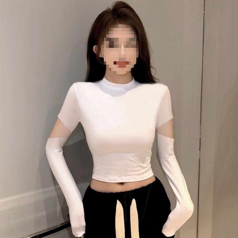 Women's Black Ribbed Slimming Semi-High Neck Knitted Top - Long Sleeve Autumn/Winter Fashion