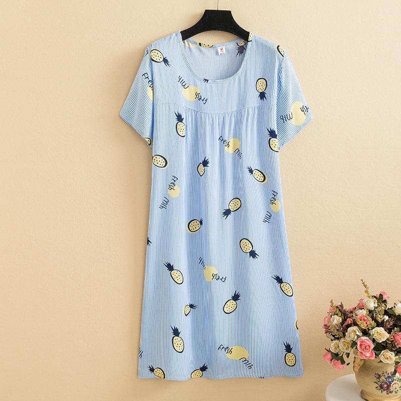 Mom summer dress medium and long pure cotton silk nightdress year-old new Chinese women's knee skirt