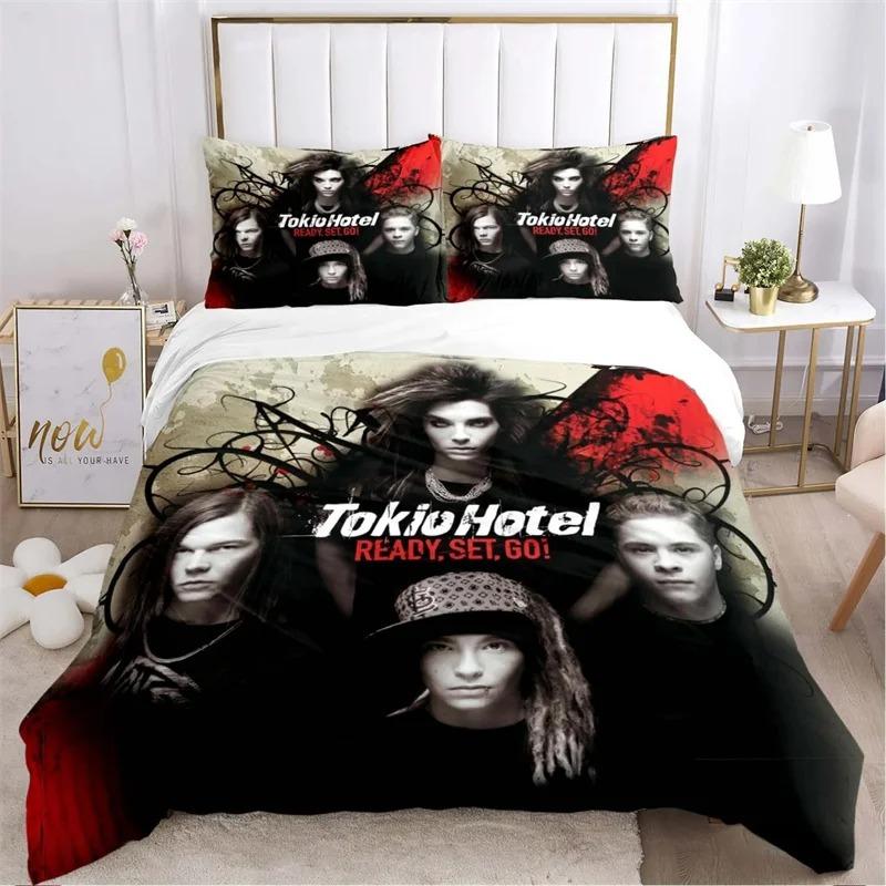 Tokio Hotel Drukowanie 3D Rock Bplus Al Sezon Miękka Poszewka na Kołdrę Zestawy Pościeli Miękka Wygodna Poszewka na Kołdrę I Poszewki na Poduszki Pojedyncza Podwójna Queen King