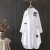 Korean Style Cotton Embroidered Long Sleeve Casual Shirt for Women