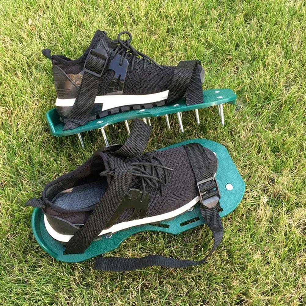 Anti-Slip Lawn Aerator Shoes Grass Spiked Shoes with Adjustable Strap Aerator Sandals for Yard Patio Garden Aerating Soil Tools
