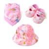 COLORFUL CANDY STYLE Baby and Baby Hat Floral Print F 3-Piece Set Handkerchief-Style Bib, Shoes, (Small Size) B8010500-BTR